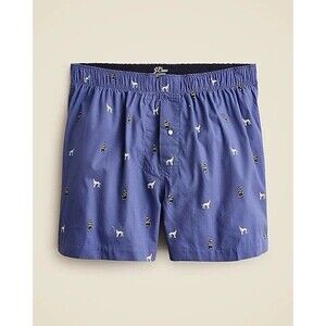 J. Crew Men’s Printed Boxer Firefighter Dalmatian New York FDNY Blue 4” Inseam